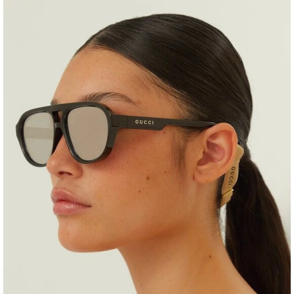 NEW GUCCI SUNGLASSES BLACK SILVER UNISEX EYEWEAR GUCCI GG1239S 002